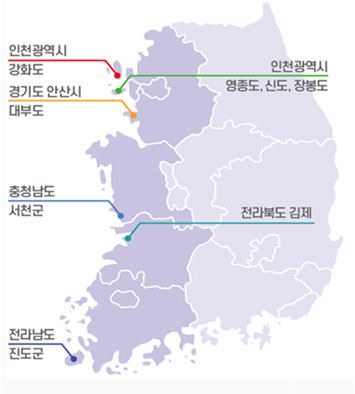 갯끈풀 국내 분포도